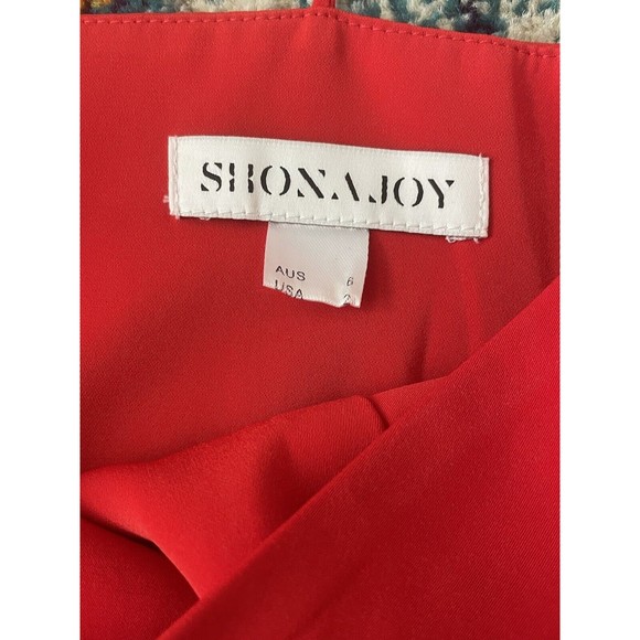 Shona Joy Core Cocktail Draped Dress in Tomato Red Size 2 - Picture 6 of 9